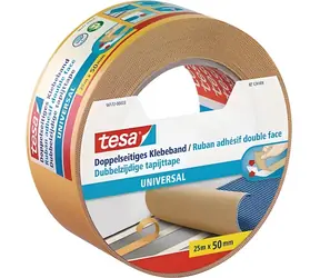 Tesa Universal žlutá / Oboustranná montážní páska / 25 m x 50 mm / ručně odtrhitelná