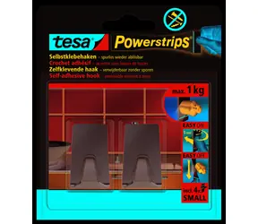 Tesa Powerstrips Kovový háček Small / Nalepovací háček / Nosnost 1 kg