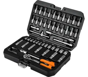 NEO TOOLS 10-201 / Sada nářadí a nástrčných hlavic / 55 ks / 1/4" / CrV ocel / plastový kufr