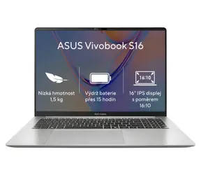 Asus Vivobook S16 S5652MA stříbrná / Notebook / 16" WUXGA / Intel Core 7 350 1,5GHz / 16GB / 512GB SSD / W11H