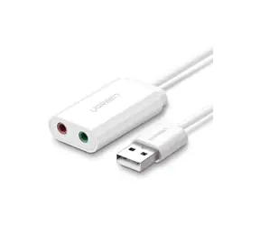 UGREEN Externí zvuková karta USB-A (M) - 2x 3.5mm Jack (F) 0.15m bílá 