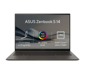 ASUS Zenbook S 14 OLED šedá / 14" 2880x1800 T / Intel Core Ultra 7 258V 2.2GHz / 32GB / 1TB SSD / Intel ARC 140V / W11P