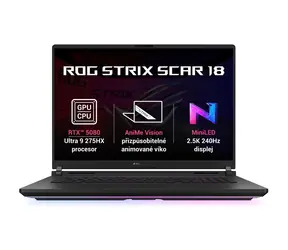 ASUS ROG Strix SCAR 18 (2025) černá / 18" 2560 × 1600 / Core Ultra 9 275HX 2.7GHz / 32GB / 2TB SSD / RTX 5080 / W11P