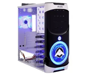 ACUTAKE Air Fighter / ATX / bez zdoje / stříbrný - modré LED