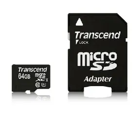 Transcend Micro SDXC 64GB + SD adaptér / Micro SDXC / 64GB / Class 10 UHS-1