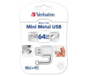 Verbatim Store 'n' Go Mini Metal 64GB stříbrná / Flash Disk / USB 3.0 / čtení: 60MBs / zápis: 12MBs