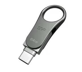 Silicon Power Mobile C80 / Duální USB flash disk / 64GB / USB-C / USB 3.0 / kovový