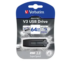 Verbatim Store 'n' Go V3 64GB černá / Flash Disk / USB 3.0 / čtení: 80MBs / zápis: 25MBs