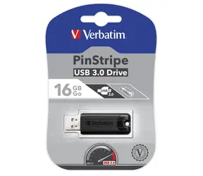 Verbatim PinStripe 16GB černá / Flash disk / USB 3.0 