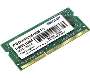 Patriot Signature Line 4GB (1x4GB) 1600MHz / SODIMM / DDR3 / CL11 / Non-ECC / Unbuffered / 1.5V
