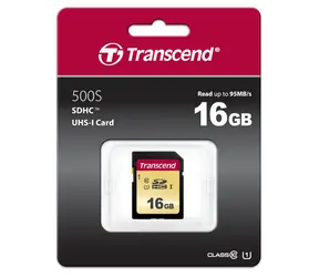 Transcend 500S SDHC 16GB / UHS-I / U1 / R: 95MBs / W: 60MBs