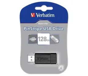Verbatim Store 'n' Go PinStripe 128GB černá / Flash Disk / USB 2.0 / čtení: 10MBs / zápis: 4MBs