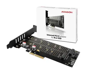 AXAGON PCEM2-D, PCIe x4 - M.2 NVMe M-key + SATA B-key slot adaptér, LP