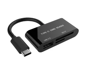 Gembird USB-C čtečka karet SDXC a USB 2.0 / SD&SDHC&SDXC + MicroSD / černá