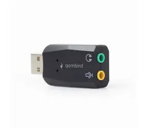 Gembird Virtus Plus USB zvuková karta / 3.5 mm stereo výstup / 3.5 mm vstup mikrofon / Plug&Play