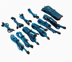 Corsair Premium Pro Sleeved PSU kabely (Gen 4) modro-černá / textilní opletení / určeno pro modulární PSU