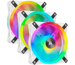 Corsair iCUE QL120 RGB PWM 120mm (3ks) bílá / PWM / Lighting Node CORE / 120mm / 1500RPM / 26 dBA / RGB LED