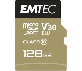 EMTEC SpeedIN PRO microSDXC 128GB + adaptér / Class 10 / UHS-I U3 V30 A1 / čtení: 100MBs / zápis: 95MBs