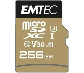 EMTEC SpeedIN PRO microSDXC 256GB + adaptér / Class 10 / UHS-I U3 V30 A1 / čtení: 100MBs / zápis: 95MBs
