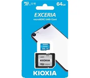 KIOXIA EXCERIA microSDXC 64GB + adaptér / Class 10 / UHS-I U1 / čtení: 100MBs