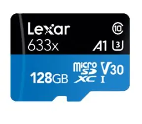 Lexar High-Performance 633x microSDXC 128GB + adaptér / čtení: 100MBs / zápis: 45MBs / UHS-I / Class 10