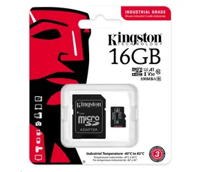 Kingston microSDHC 16GB Industrial + adaptér / UHS-I V3 / U3 / Class 10
