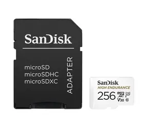SanDisk High Endurance microSDXC 256GB + adaptér / Class 10 / UHS-I / U3 / V30 / čtení: 100MBs / zápis: 40MBs / doprodej