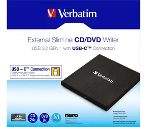 Verbatim externí mechanika DVD-RW Rewriter černá / USB-C