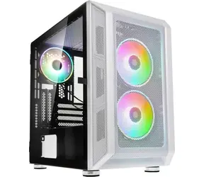 Kolink Citadel MESH RGB bílá / M-ATX / 2xUSB 3.0 + 1xUSB 2.0 / 3x120 mm ARGB / bez zdroje / průhledná bočnice
