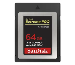 SanDisk Extreme Pro CF express 64GB / type B / čtení: až 1500 MBs / zápis: až 800 MBs