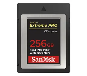 SanDisk Extreme Pro CF express 256GB / čtení: až 1700 MBs / zápis: až 1200 MBs