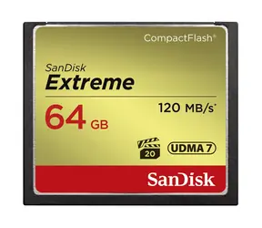 SanDisk Extreme CF 567x 64GB / čtení: až 120 MBs / zápis: až 85 MBs