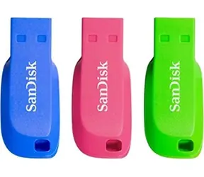 SanDisk Cruzer Blade 16 GB modrá & růžová & zelená 3 ks / Flash Disk / USB 2.0 