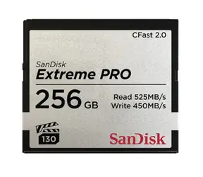 SanDisk Extreme Pro CFast 2.0 256GB / čtení: až 525 MBs / zápis: až 450 MBs