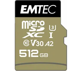 EMTEC SpeedIN Pro microSDXC 512GB + adaptér / Class 10 / UHS-I / U3 / A2 / V30 / čtení 95MBs / zápis 80MBs 