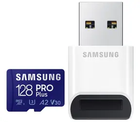 SAMSUNG micro SDXC 128GB PRO Plus + USB čtečka / UHS-1 / Class 10 / U3 / Čtení: 160MBps / Zápis: 120MBps