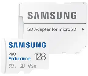 SAMSUNG PRO Endurance microSDXC 128GB + SD adaptér / Class 10 / UHS-I / U3 / čtení: 100MBs / zápis: 40MBs 