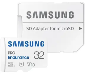 SAMSUNG PRO Endurance microSDXC 32GB + SD adaptér / Class 10 / UHS-I / U3 / čtení: 100MBs / zápis: 40MBs 