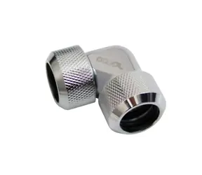 Alphacool Eiszapfen 16mm kompresní šroubení HardTube 90° L-konektor pro mosazné & Acryl trubky chromová 