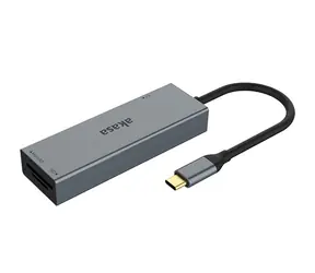 Akasa AK-CR-09BK card reader 3v1 stříbrná / čtečka karet 3v1 / USB-C / MicroSD / SD  / CF