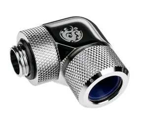 BitsPower Advanced otočný úhlový adaptér 90° G1/4 > 14mm hardtube stříbrná