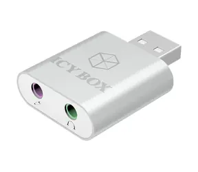 Icy Box IB-AC527 černá / 3.5 mm stereo výstup / 3.5 mm mikrofon vstup / USB 2.0