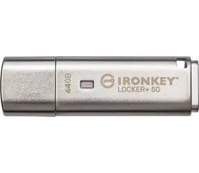 Kingston IronKey Locker+ 50 64GB stříbrná / Flash Disk /USB 3.2 Gen 1 - (USB-A 3.0)