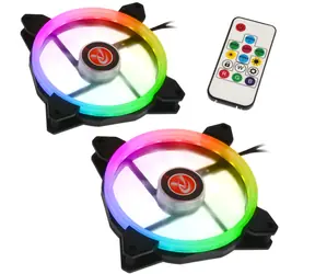 RAIJINTEK Iris 14 Rainbow RGB-2 černá / 2x140 mm / 30.8 dB @ 1500 RPM / 61 CFM / RGB / 4-pin PWM