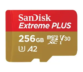 SanDisk Extreme Plus microSDXC 256GB + adaptér / Class 10 / UHS-I U3 / A2 / 200MBs / vhodné pro 4K