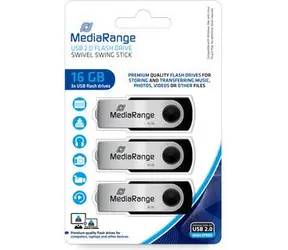 MediaRange MR910-3  USB-Stick 16GB stříbrná / USB 2.0 Type A / Rychlost čtení 17 MB/s / Rychlost zápisu 6 MB/s / Hliník 
