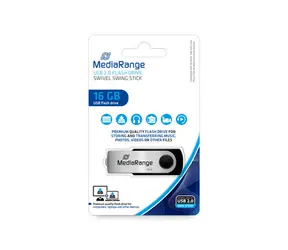 MediaRange MR910  USB-Stick 16GB stříbrná / USB 2.0 Type A / Rychlost čtení 17 MB/s / Rychlost zápisu 6 MB/s / Hliník