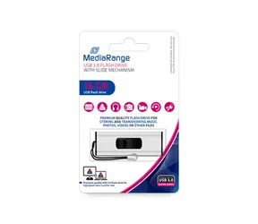 MediaRange MR915  USB-Stick 16GB stříbrná / USB 3.0 Type A / Rychlost čtení 50 MB/s / Rychlost zápisu 15 MB/s / Hliník