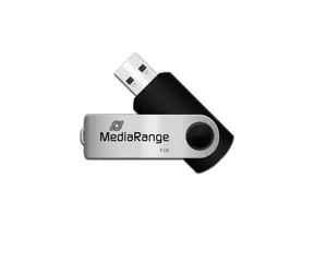 MediaRange MR907 4GB stříbrná / 4 GB / USB 2.0 Type A / Rychlost zápisu 4 MB/s / Plast + kov