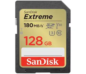 SanDisk Extreme SDXC 128GB / Class 10 / čtení/zápis 180/90 MB/s / vhodné pro 4K